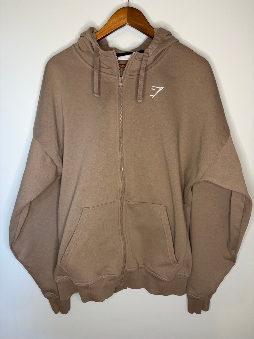 Gymshark Men’s Crest Full Zip Hoodie Tan Sand Size Medium M